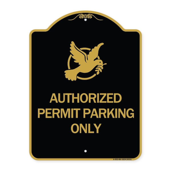 Signmission Authorized Church Parking W/ Graphic, Black & Gold Aluminum Sign, 18" x 24", BG-1824-24331 A-DES-BG-1824-24331 - main